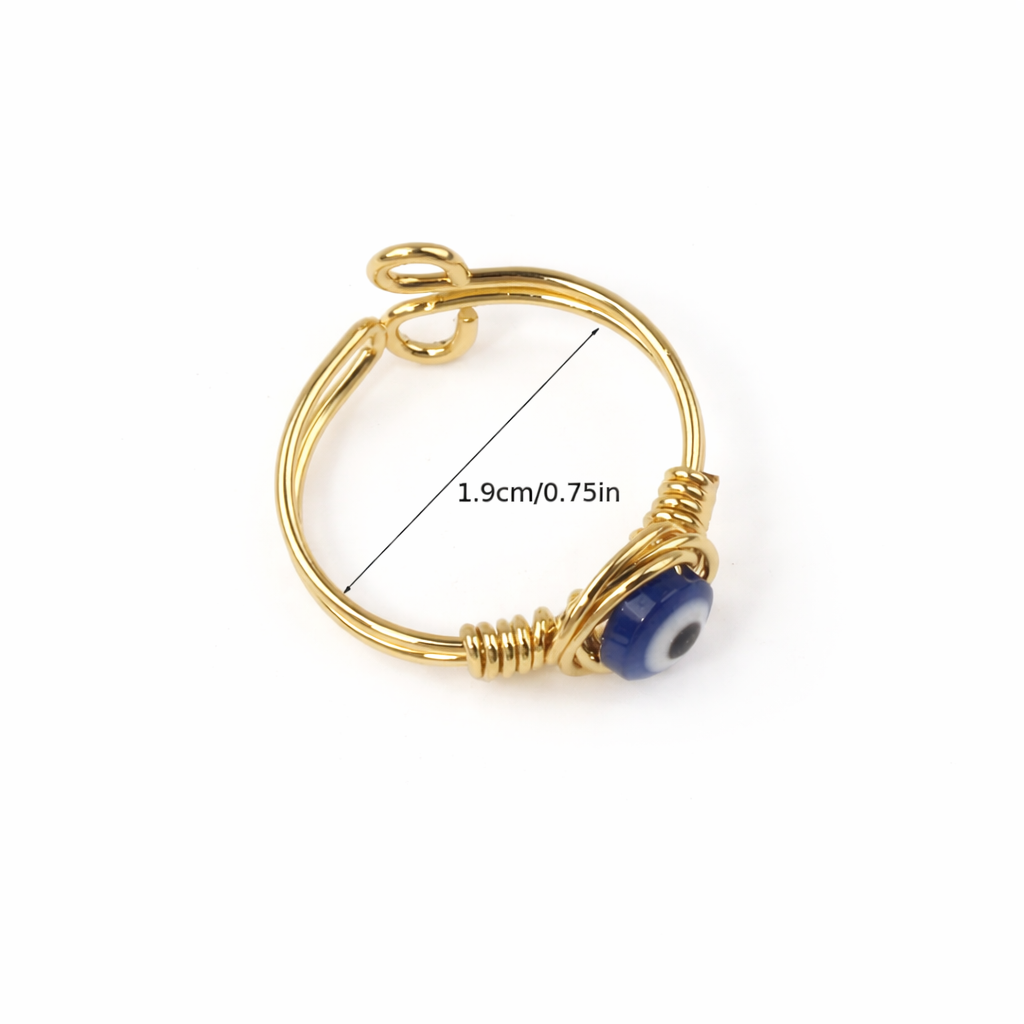 Evil Eye Protection Ring – Adjustable Wire Wrapped