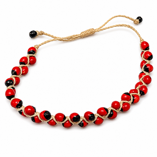 Evil Eye Peony Seed Bracelet - 2 Rows