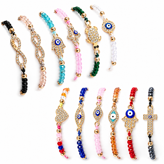 Adjustable Evil Eye Crystal Bracelet | Mal de Ojo Pulseras