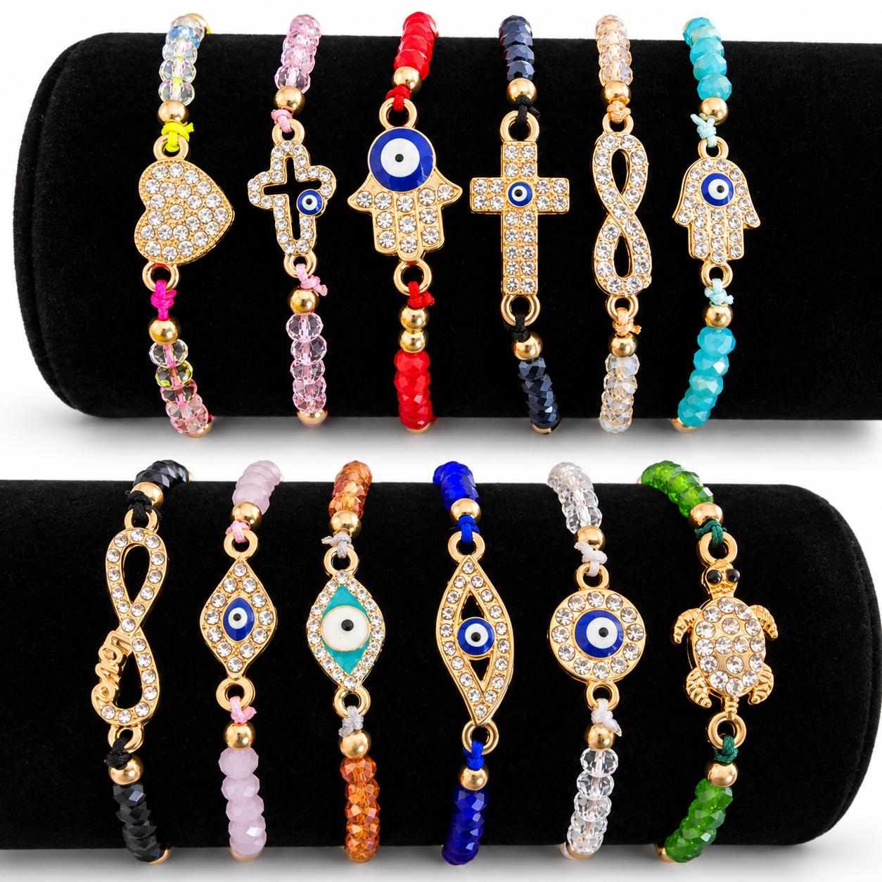 Adjustable Evil Eye Crystal Bracelet | Mal de Ojo Pulseras