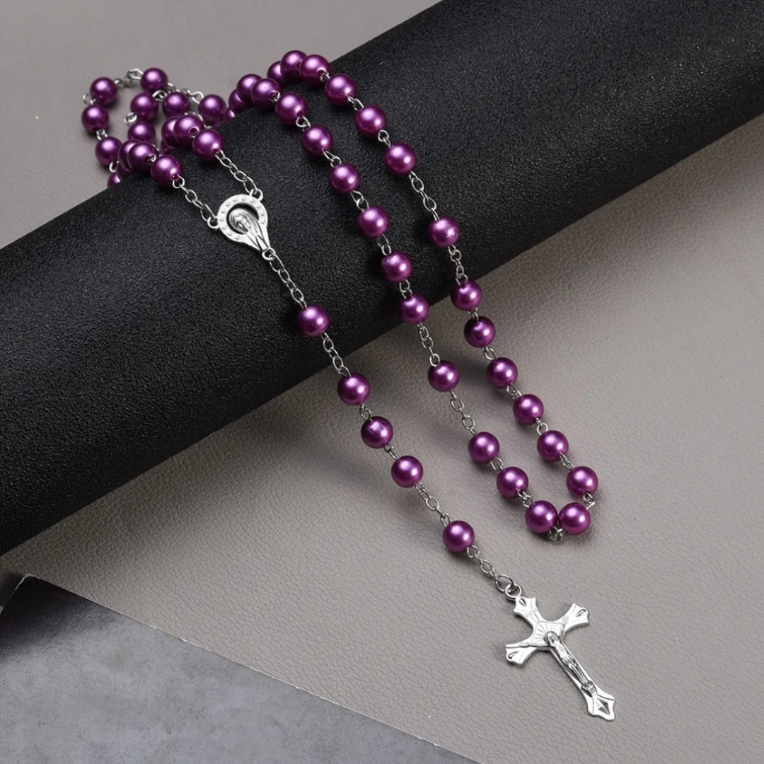 Purple Faux Pearl Rosary