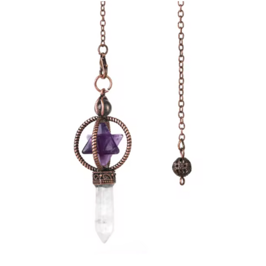 Amethyst with Clear Quartz Point Pendulum