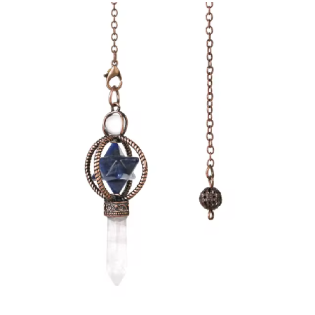 Lapis Lazuli with Clear Quartz Point Pendulum