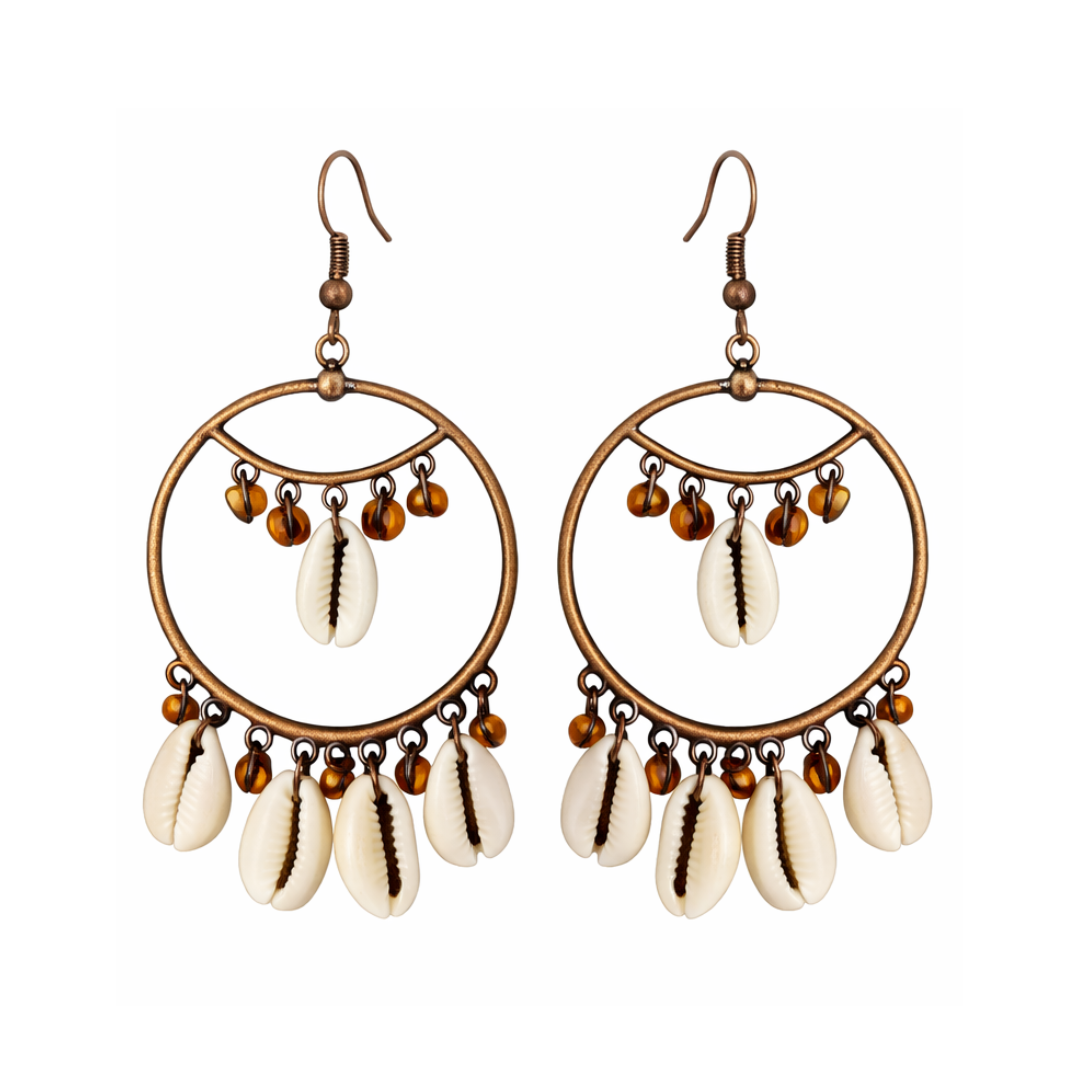 Cowrie Shell Hoop Earrings