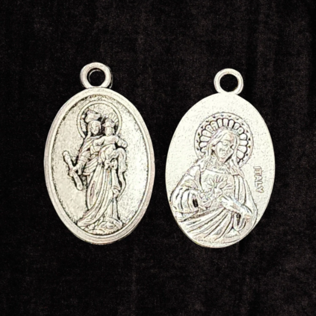 Ezili Danto, Our Lady Of Mount Carmel & Sacred Heart Medal Spiritual Talisman Charm Pendant