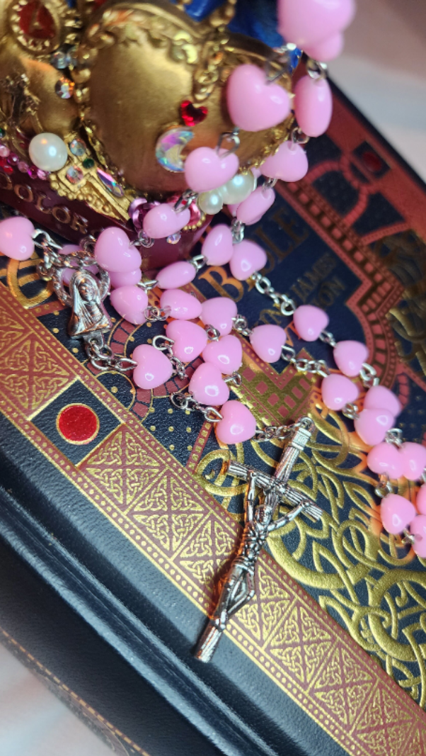 Pink Heart Rosary