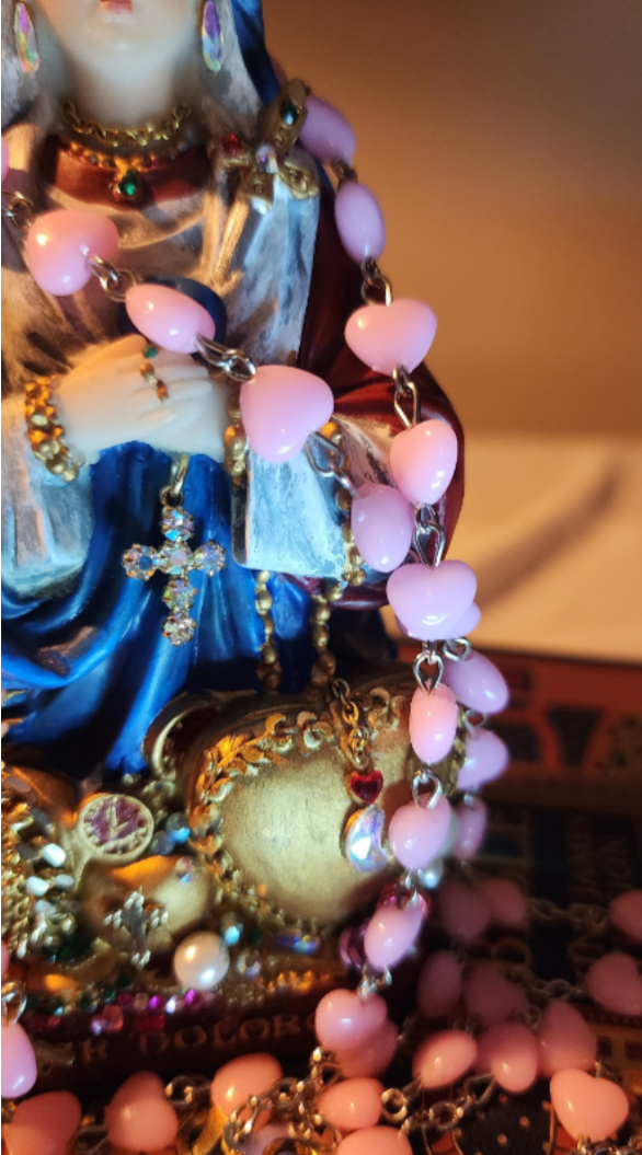 Pink Heart Rosary