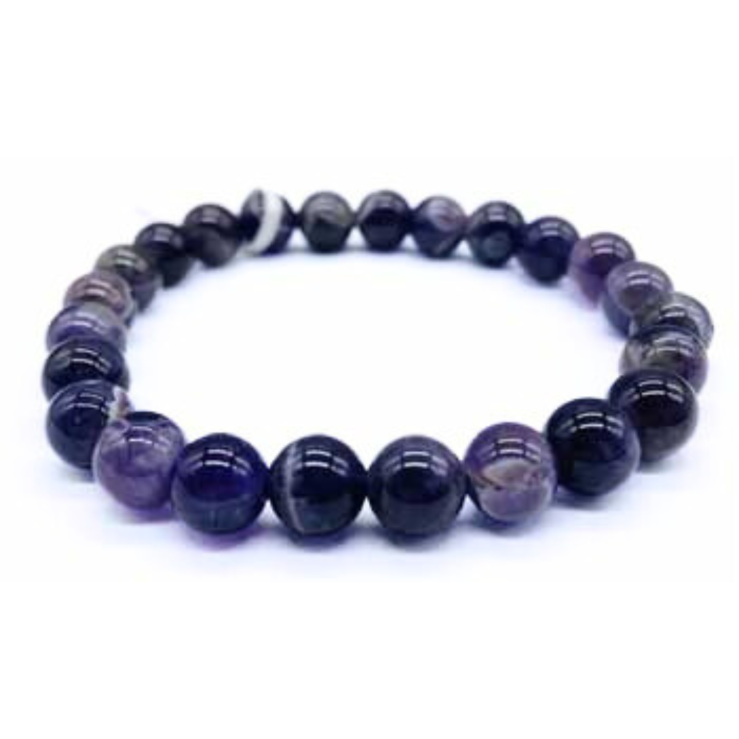 Amethyst & Quartz Chevron bracelet (8mm)