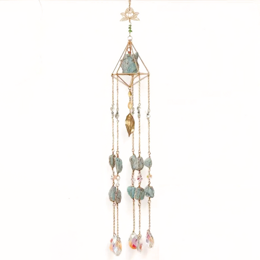 Golden Lotus Crystal Suncatcher Windchime