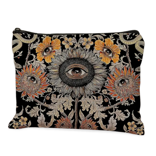 Sunflower & Snake Evil Eye Makeup Bag