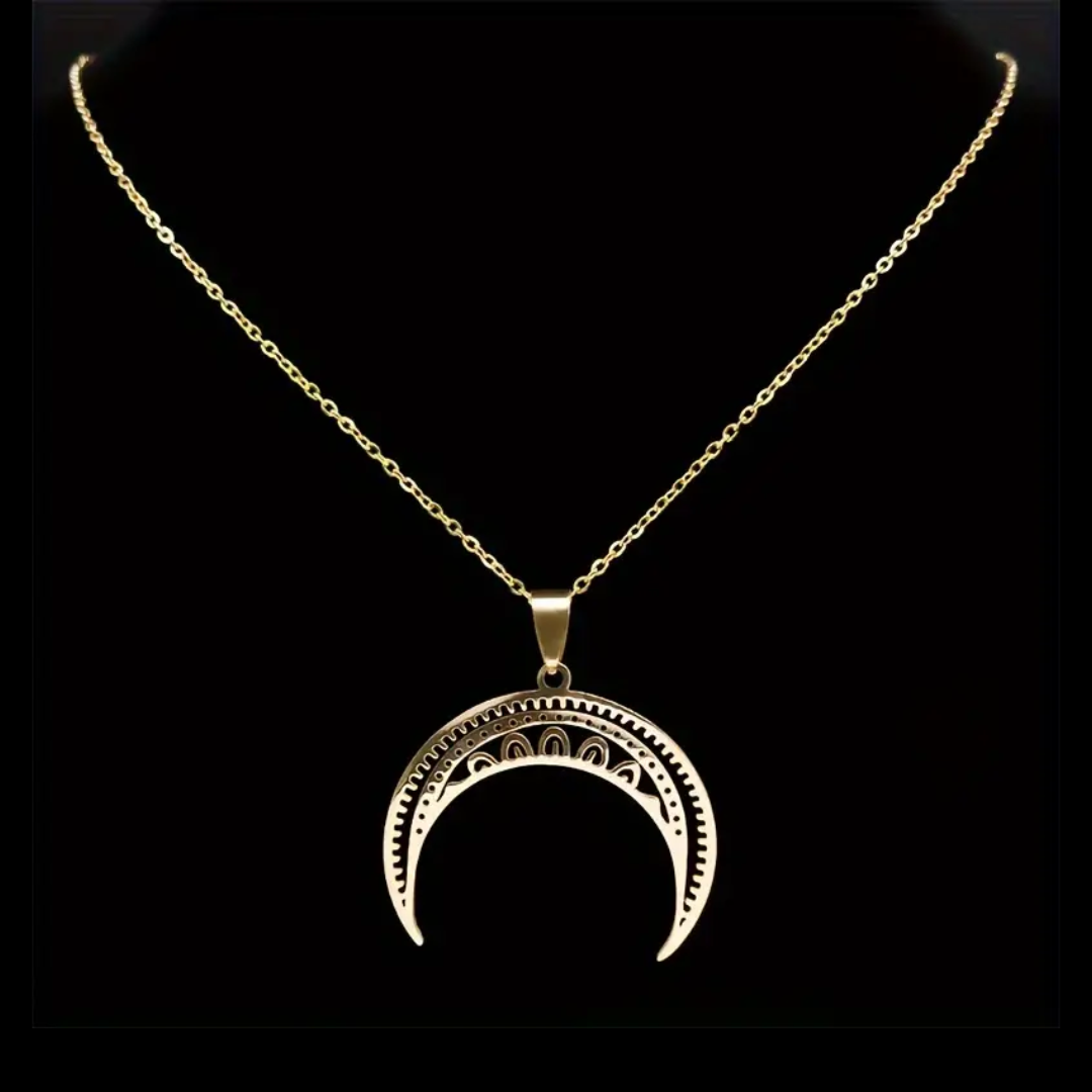 Celestial Crescent Amulet Necklace