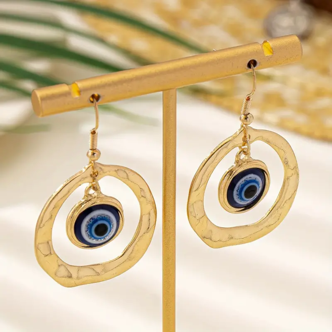 Golden Eye of Protection Earrings