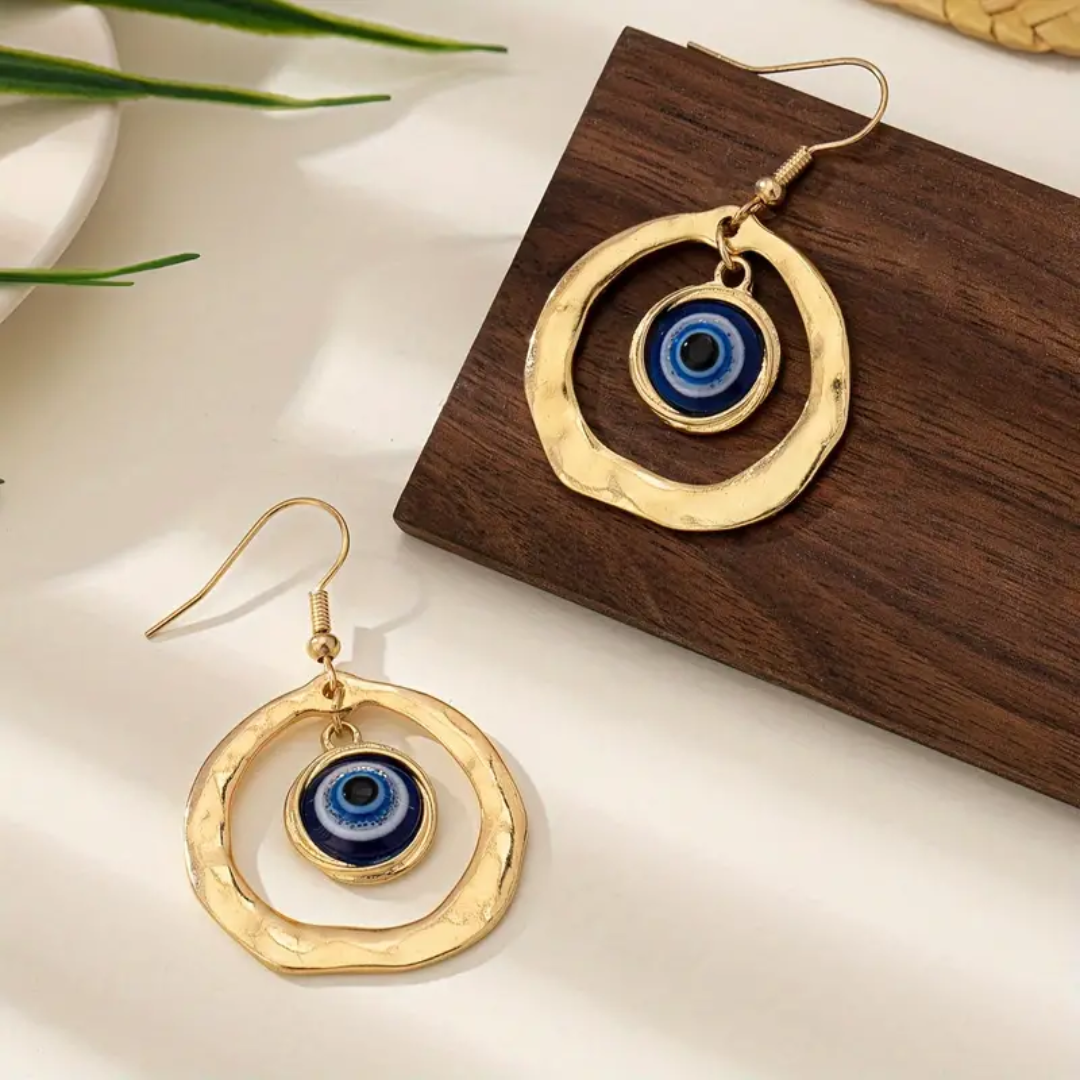 Golden Eye of Protection Earrings