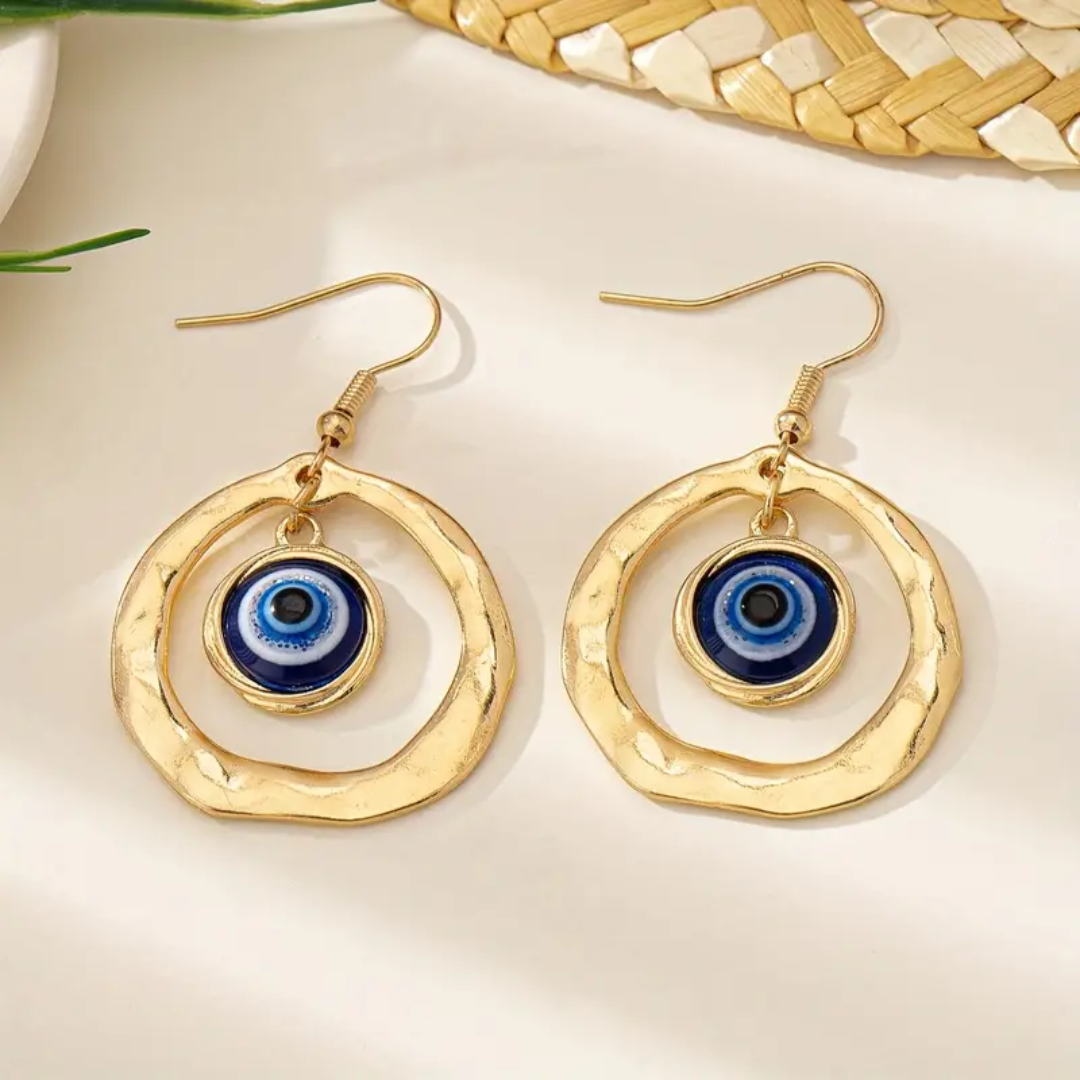 Golden Eye of Protection Earrings