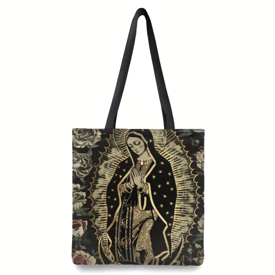 Our Lady of Guadalupe Black and Gold Tote Bag