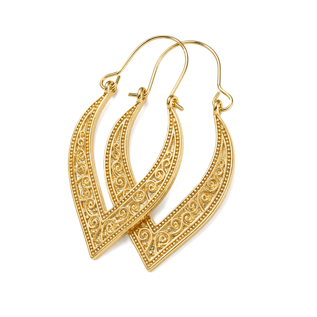 Filigree Drop Hoop Earrings