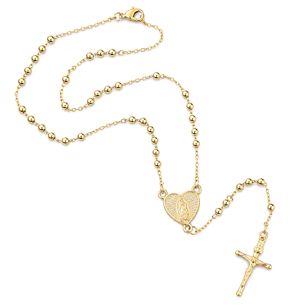 Our Lady of Guadalupe Heart Rosary Necklace