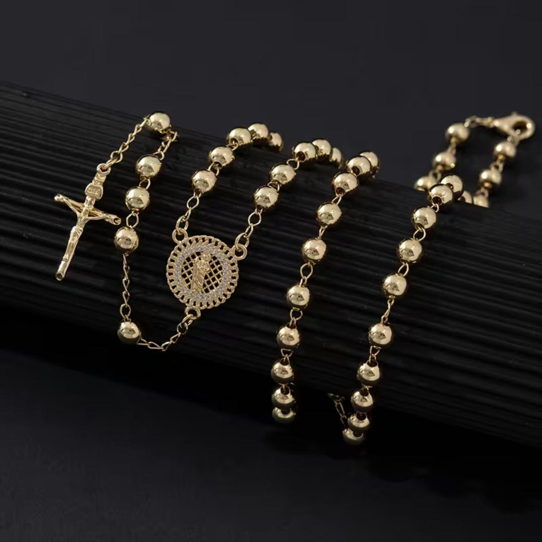 Our Lady of Guadalupe Gold-Tone Rosary Necklace