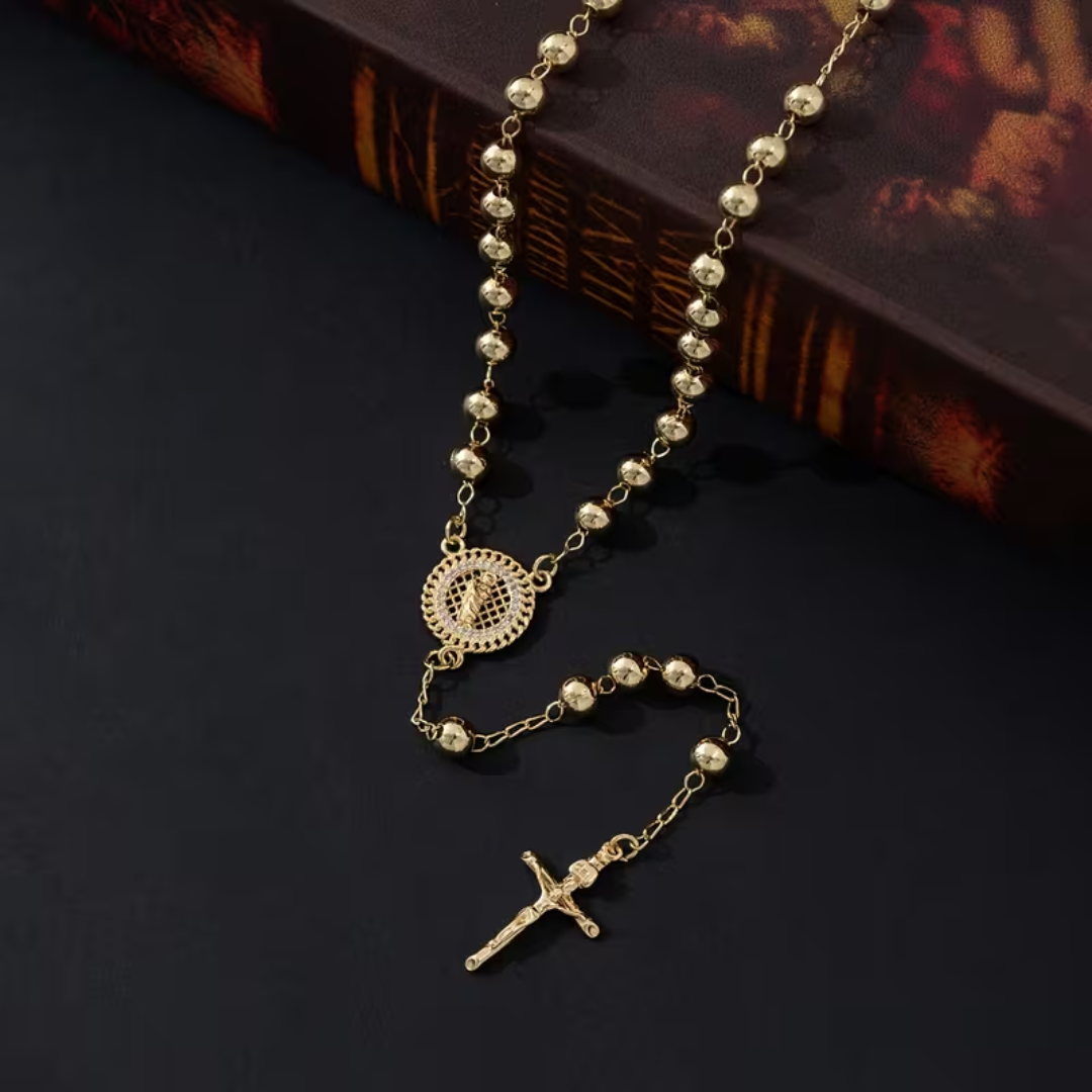 Our Lady of Guadalupe Gold-Tone Rosary Necklace