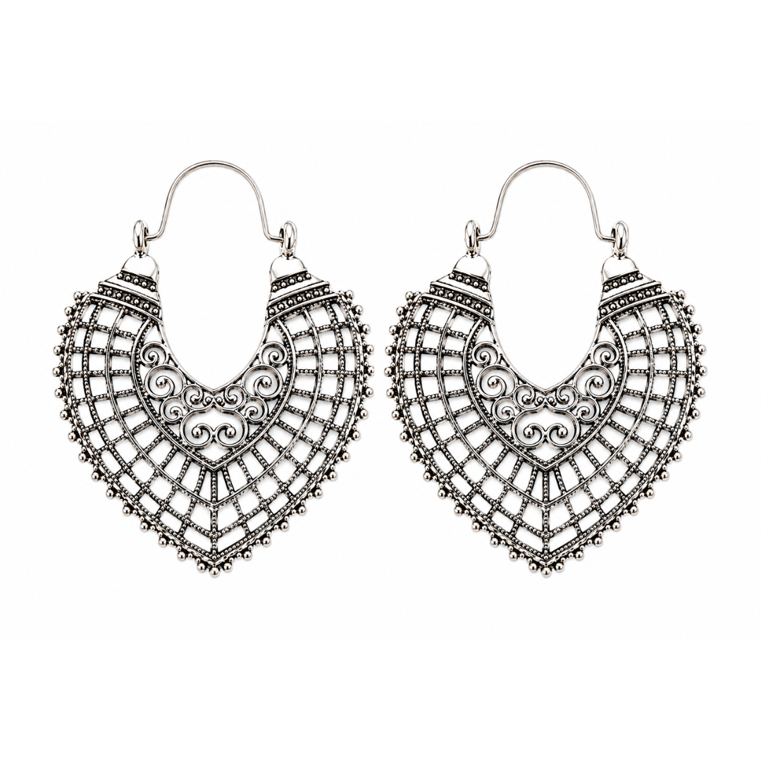 Bohemian Tribal Filigree Hoop Earrings