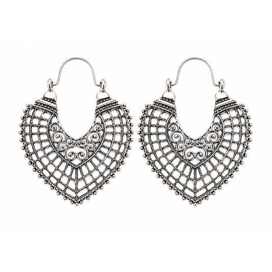 Bohemian Tribal Filigree Hoop Earrings
