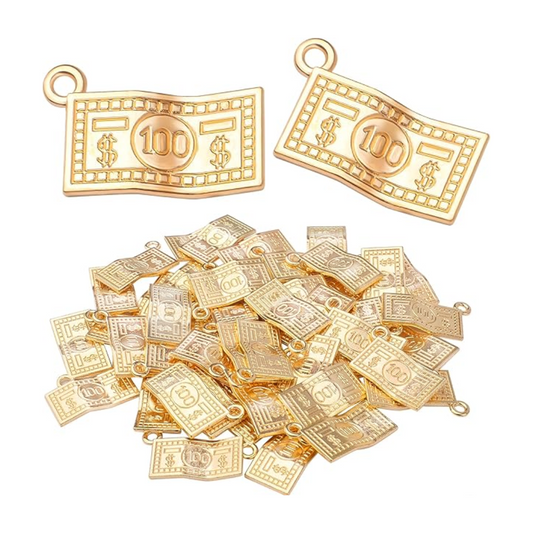 Gold $100 Bill Talisman Charm