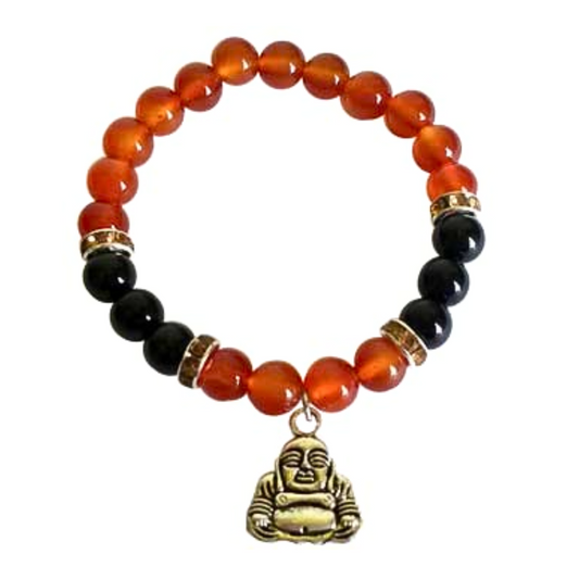 Red Agate and Black Onyx with Buddha Bracelet