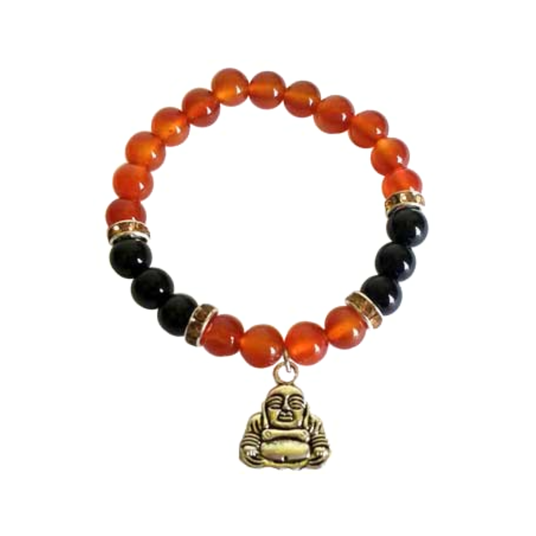 Red Agate and Black Onyx with Buddha Bracelet