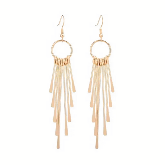 Golden Circle Tassel Dangle Earrings