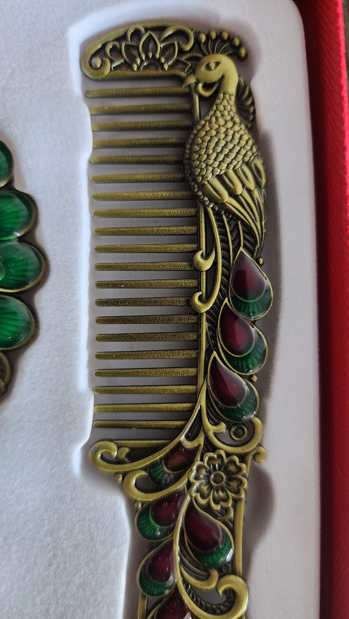 Antique Bronze Peacock Mirror & Comb Set