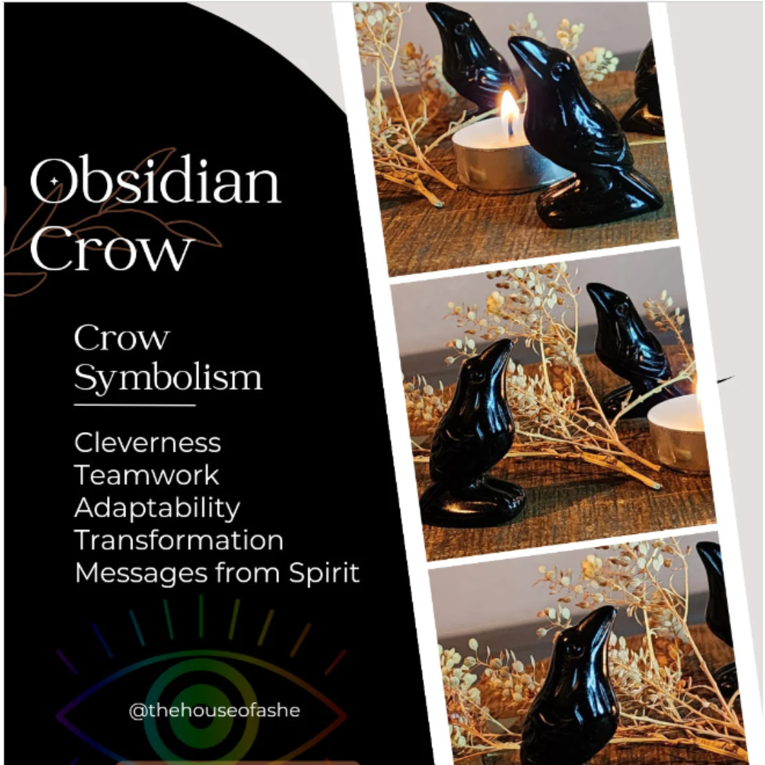 Hand Carved Obsidian Crow