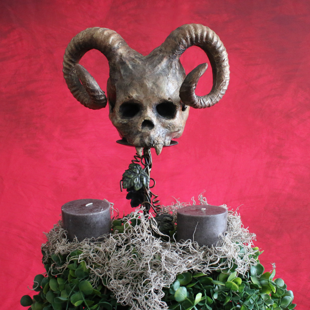 Pan, Paper Mache Skull by Ricardo Pustanio