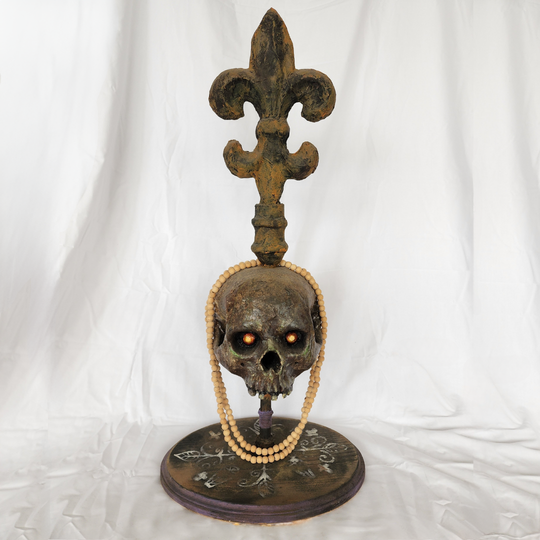 Sentinel of the Veil – Paper Mache Skull by Ricardo Pustanio