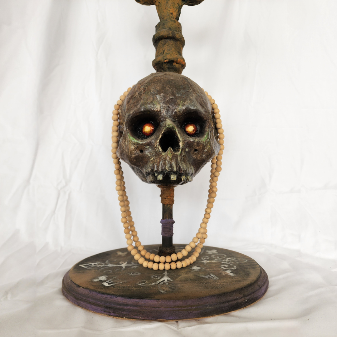 Sentinel of the Veil – Paper Mache Skull by Ricardo Pustanio