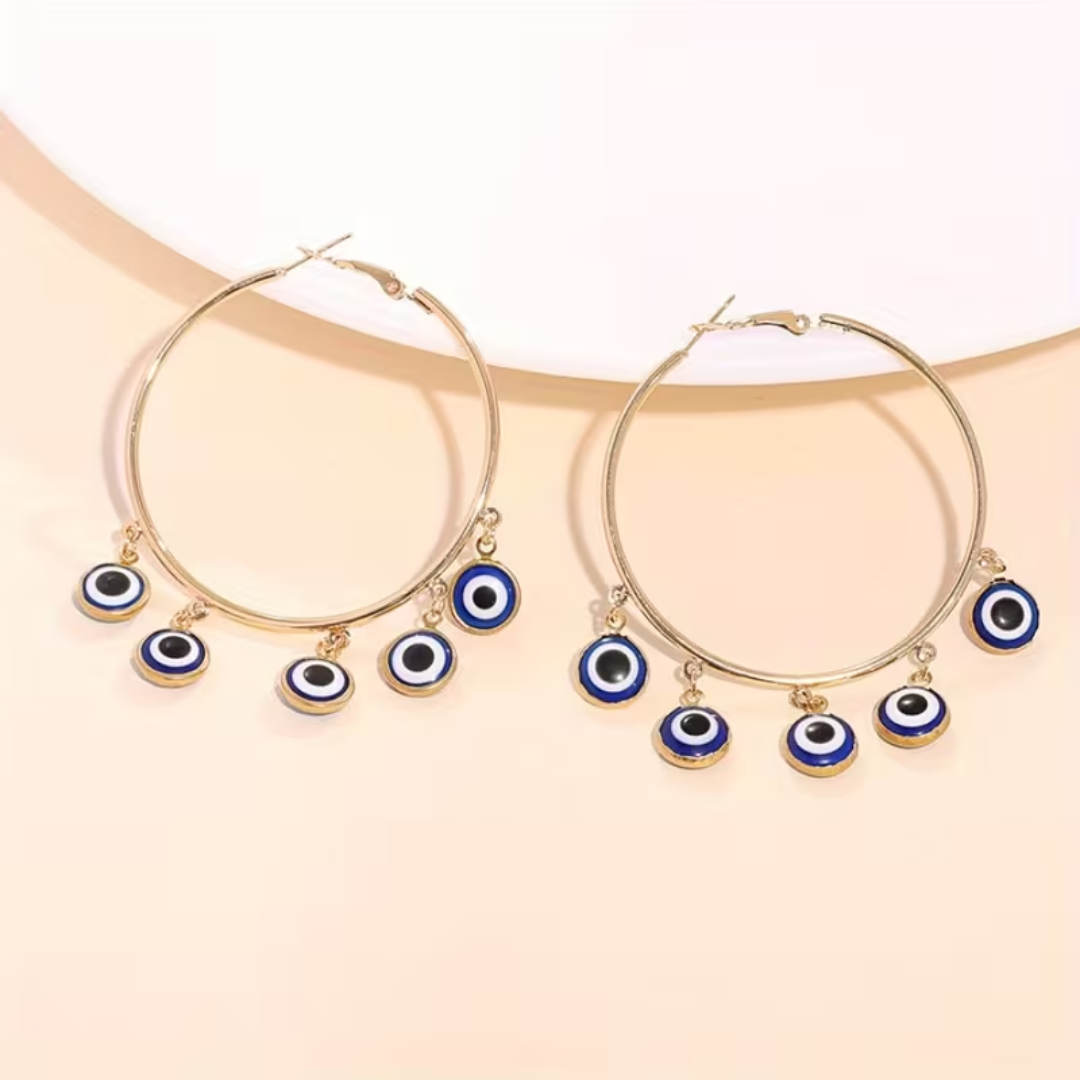 Evil Eye Hoop Earrings – Gold Statement Jewelry for Protection