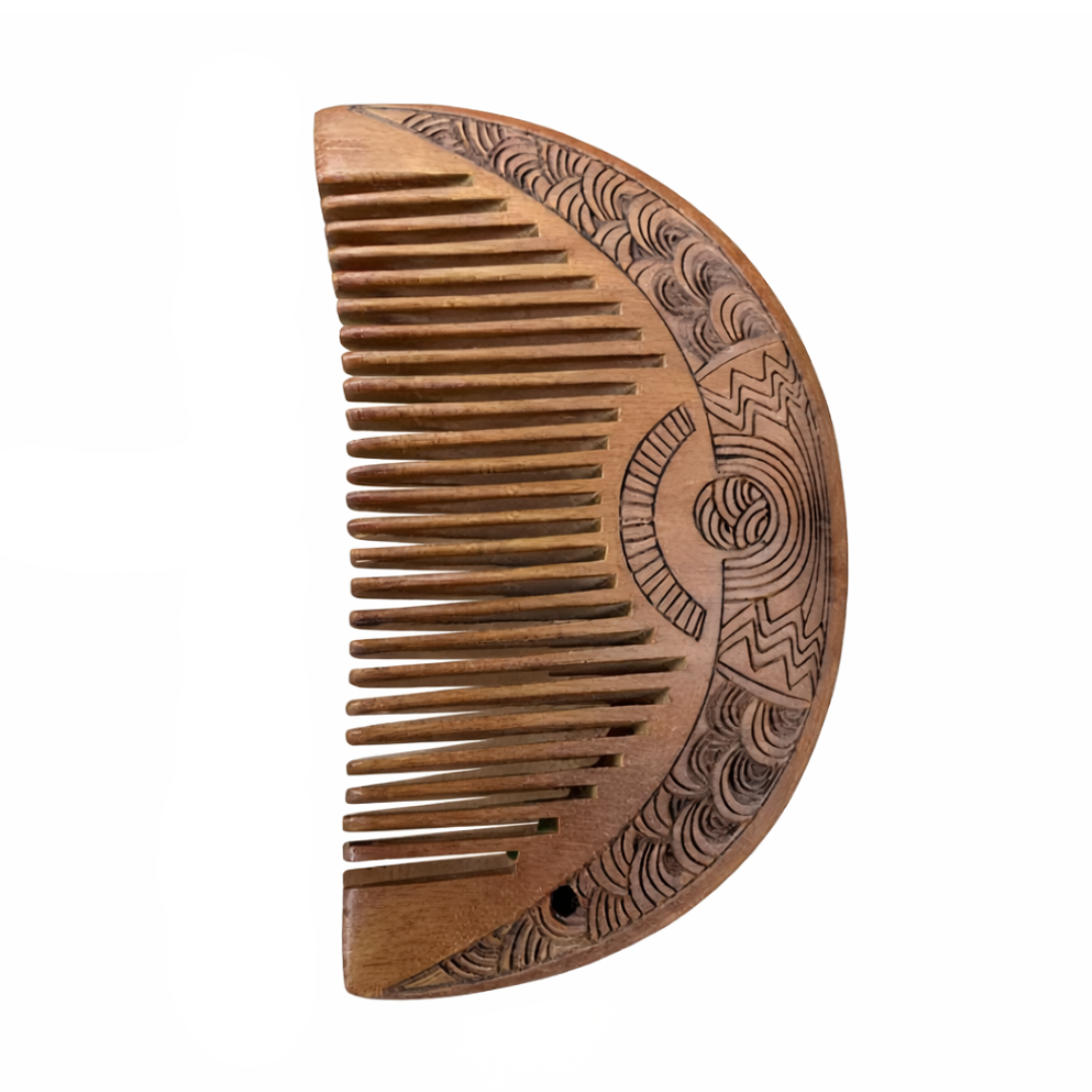 Carved Wooden Moon Comb