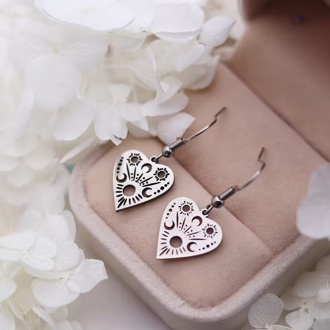 Celestial Heart Earrings – Gold or Silver Tone