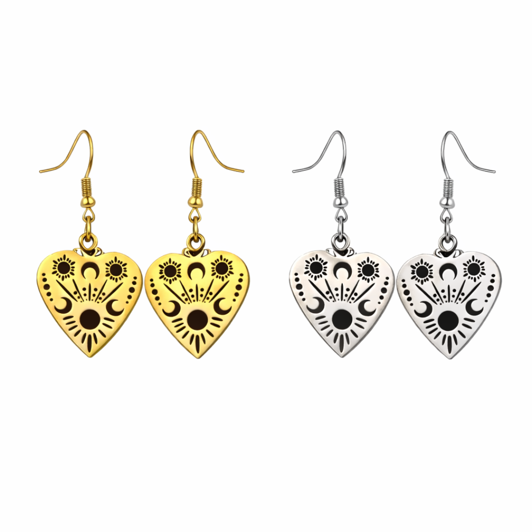 Celestial Heart Earrings – Gold or Silver Tone