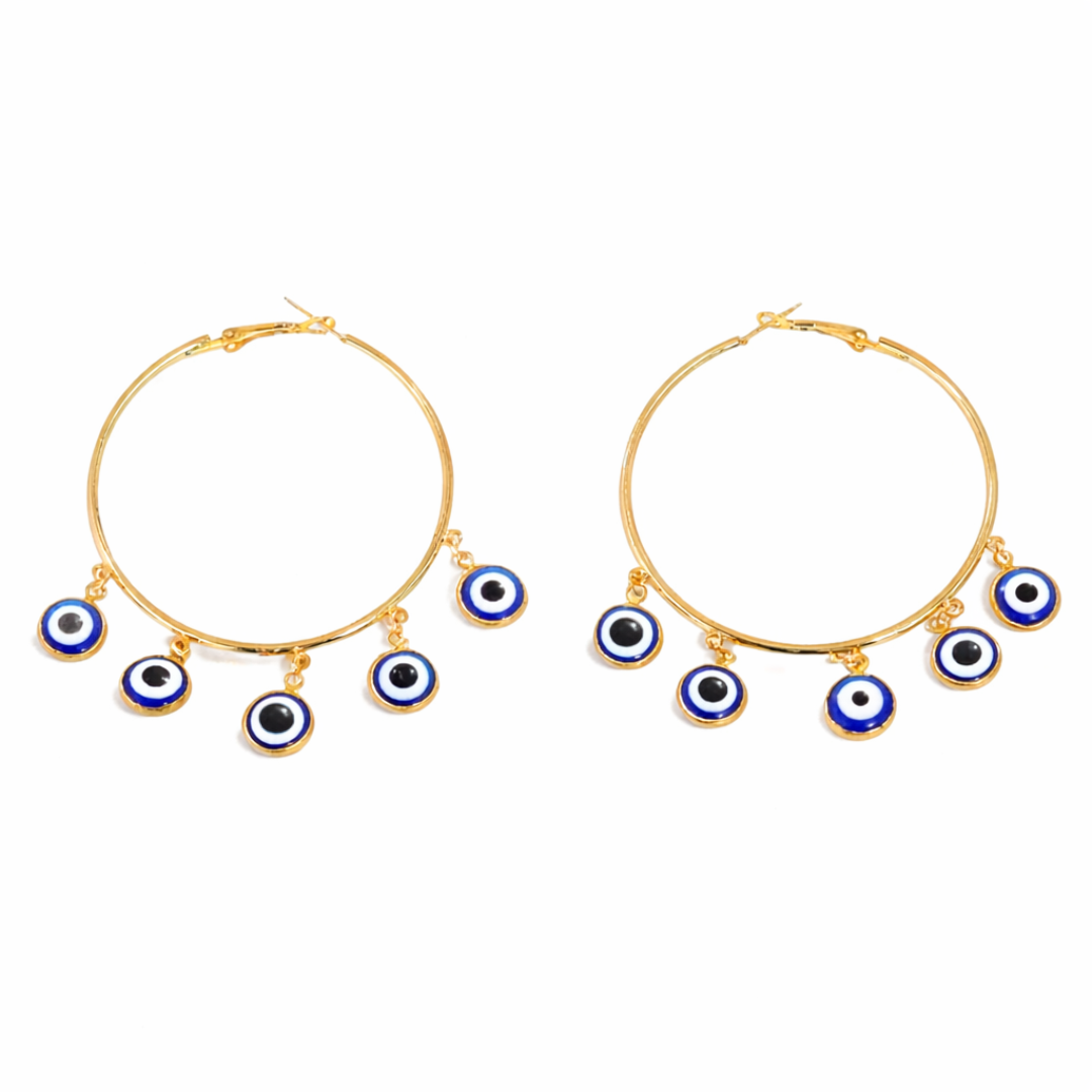 Evil Eye Hoop Earrings – Gold Statement Jewelry for Protection