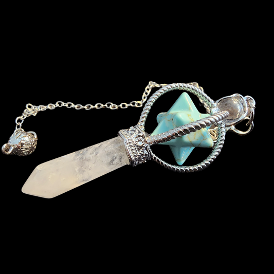 Turquoise with Clear Quartz Point Pendulum