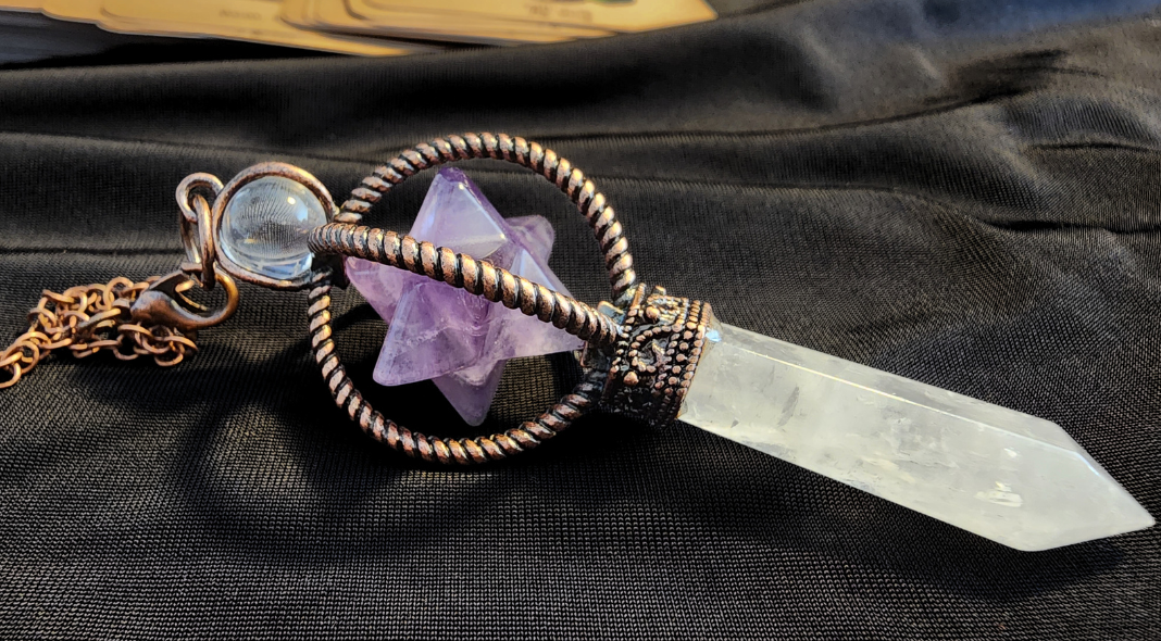 Amethyst with Clear Quartz Point Pendulum