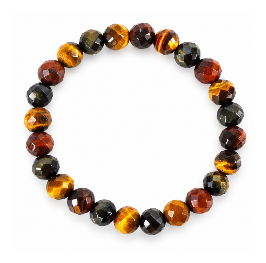 Faceted Tiger Eye, Tricolor Bracelet