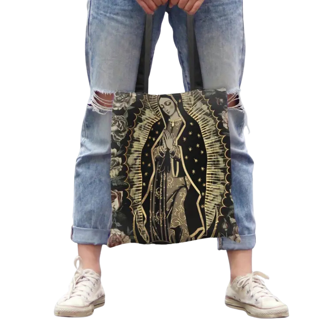 Our Lady of Guadalupe Black and Gold Tote Bag