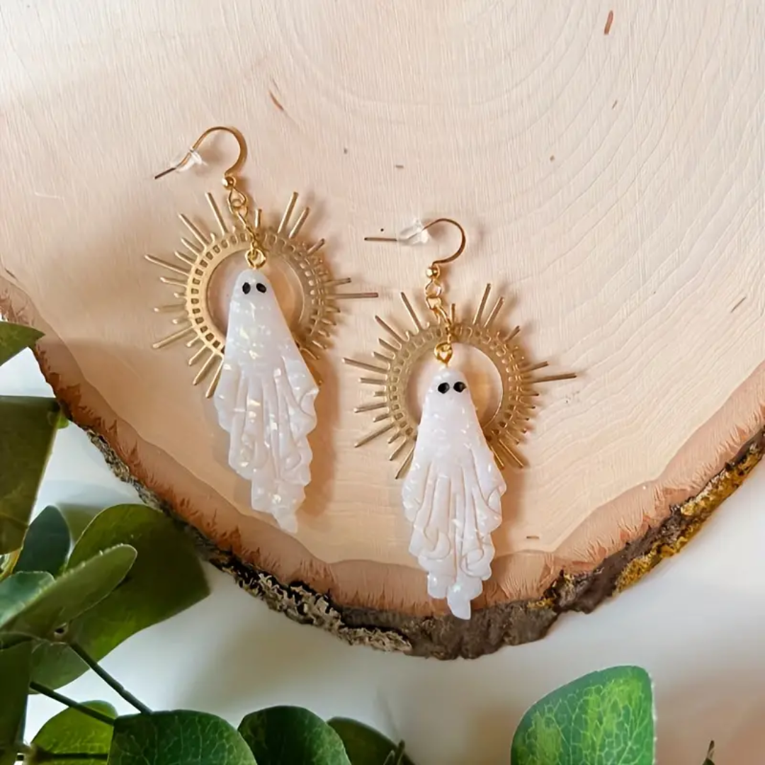 Golden Sun Ghost Earrings