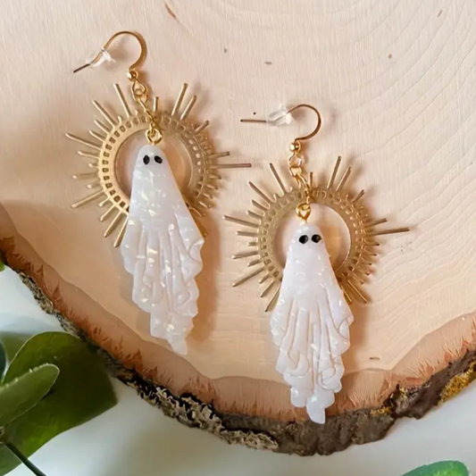 Golden Sun Ghost Earrings