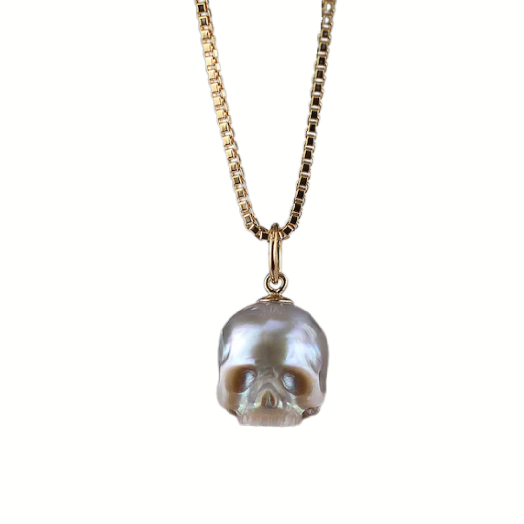 Spirit Talisman Pearl Skull Necklace