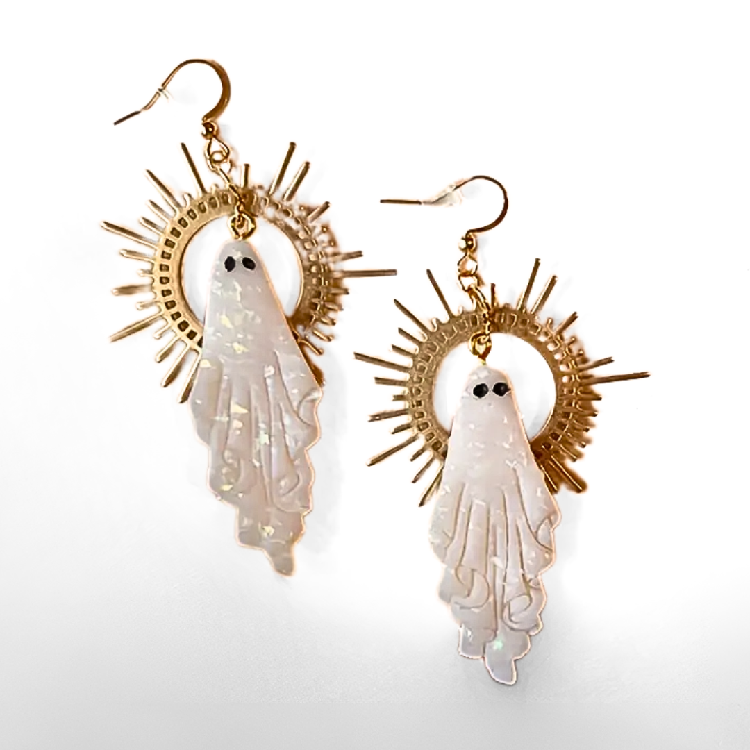 Golden Sun Ghost Earrings