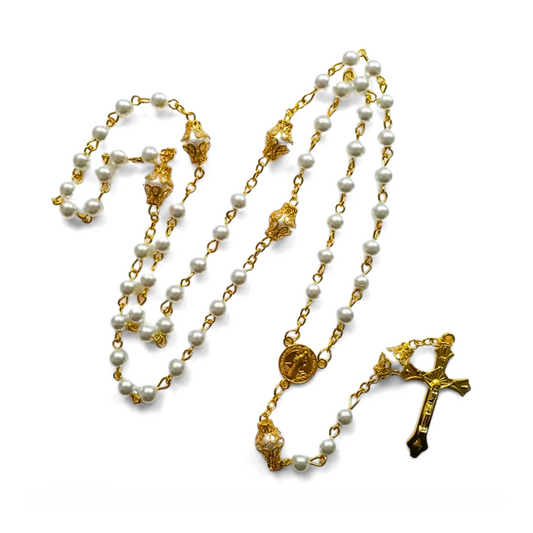 Saint Benedict Faux Pearl Rosary