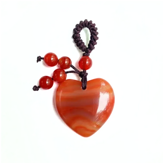 Heart-Shaped Carnelian Keychain Charm