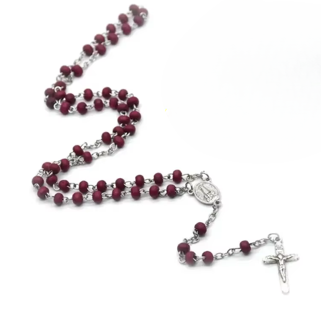 Rose Wood Bead Rosary